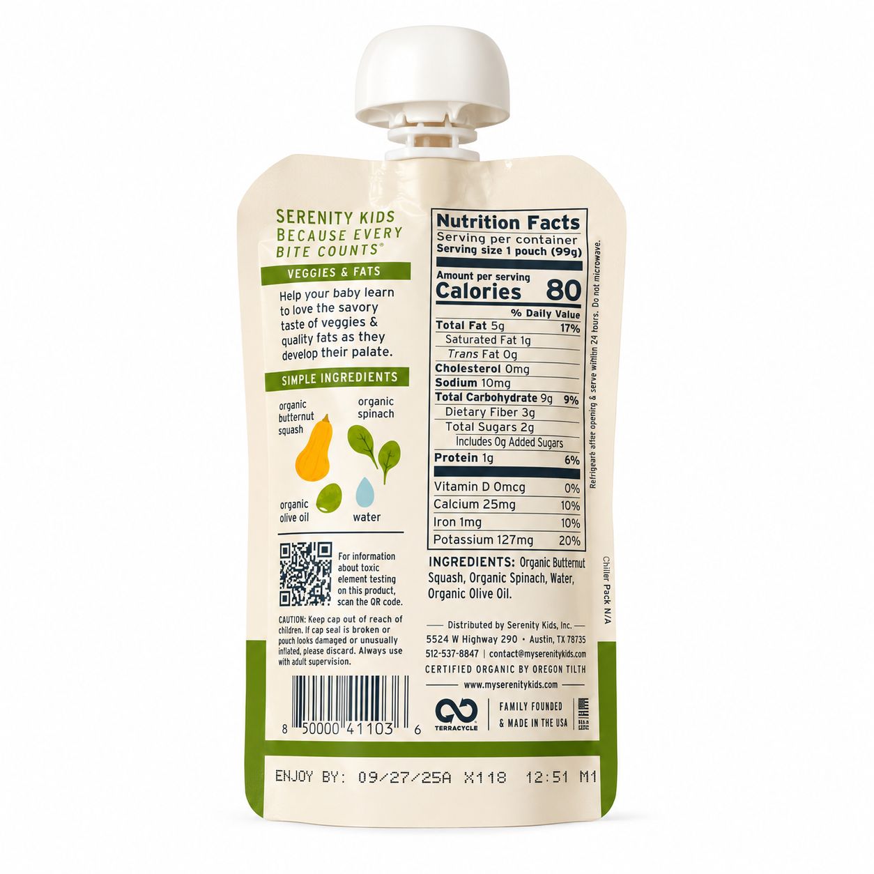 Compota de butternut squash & espinaca - Serenity Kids