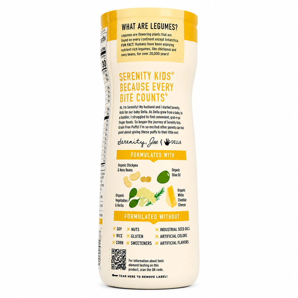Puffs de cheddar, coliflor & espinaca - Serenity Kids