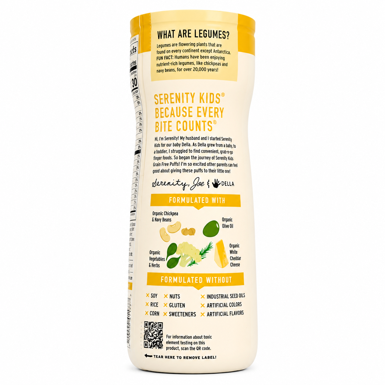 Puffs de cheddar, coliflor & espinaca - Serenity Kids