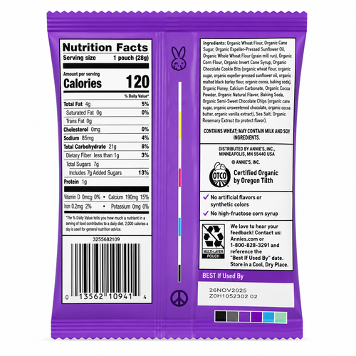 Bunny graham snacks de chocolate chips & miel - Annies