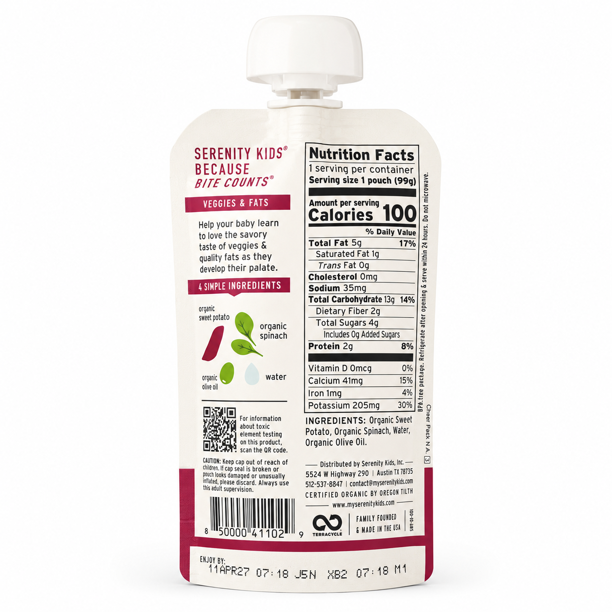 Compota de sweet potato & espinaca - Serenity Kids