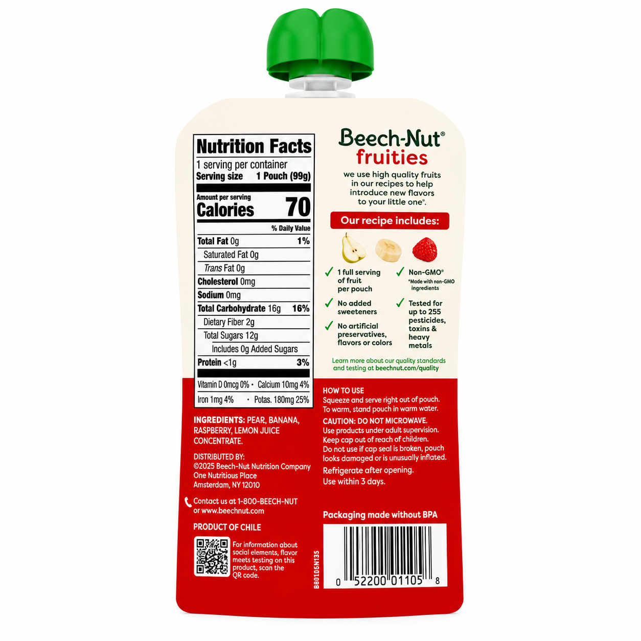 Compota de pera, guineo & raspberry - Beech-Nut