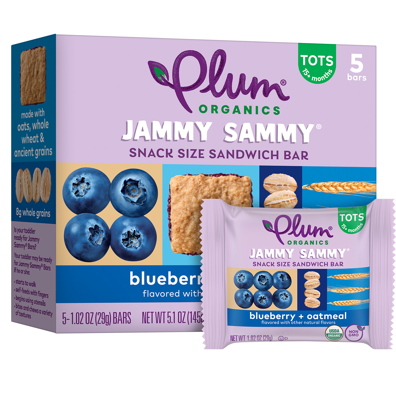 Barrita de blueberry & avena, Jammy Sammy - Plum Organics
