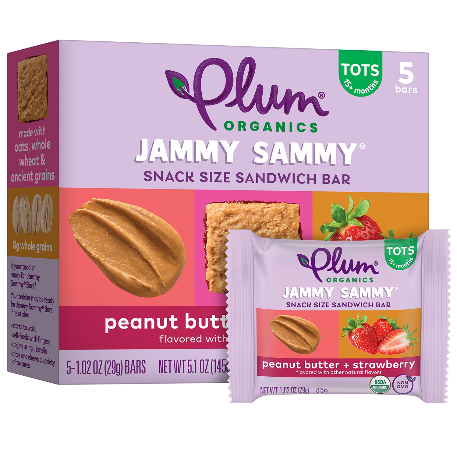 Barrita de peanut butter & fresa, Jammy Sammy - Plum Organics